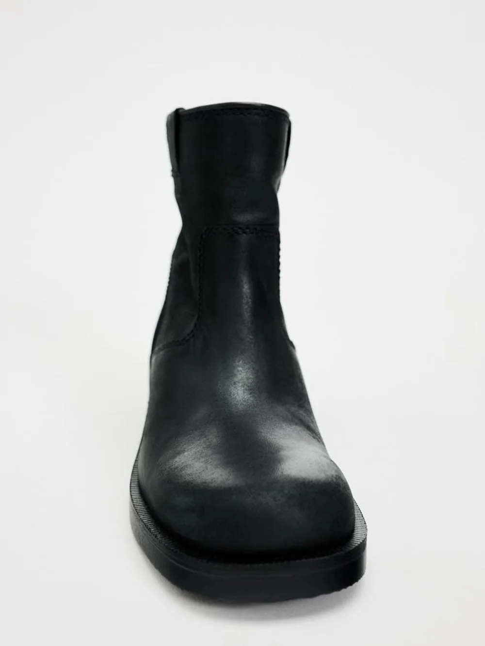 Zara Distressed Effect Leather Biker Ankle Boots NWT
